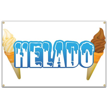 Signmission Helado Banner Concession Stand Food Truck Single Sided B-96 Helado19